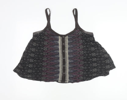 Ecole Womens Black M Geometric Button Camisole Tank Top Summer