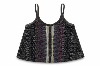Ecole Womens Black M Geometric Button Camisole Tank Top Summer