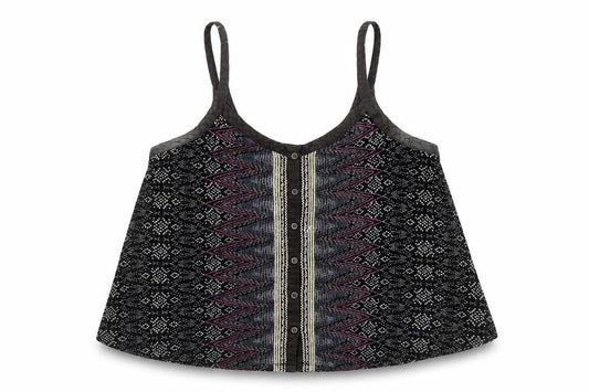 Ecole Womens Black M Geometric Button Camisole Tank Top Summer