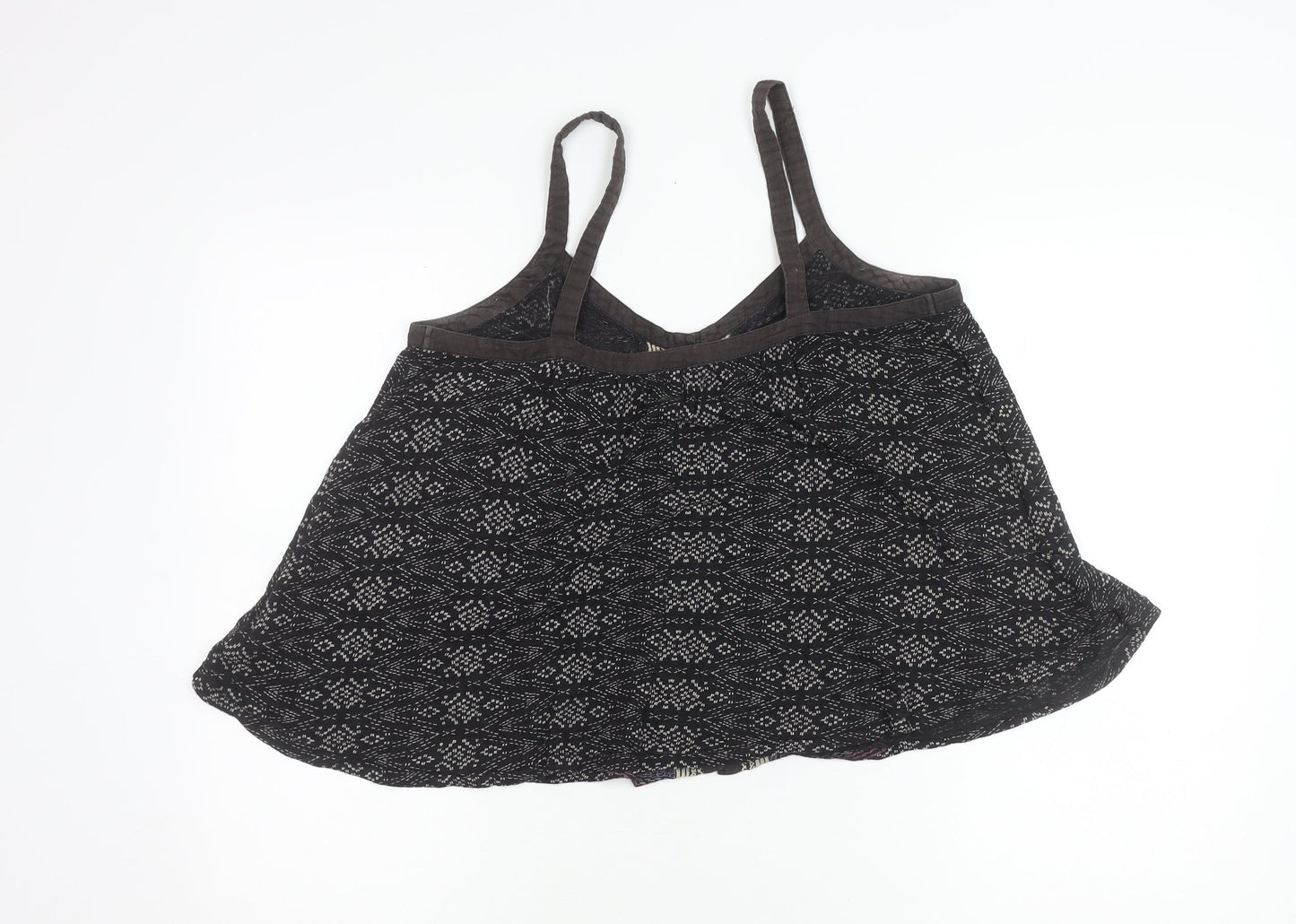 Ecole Womens Black M Geometric Button Camisole Tank Top Summer