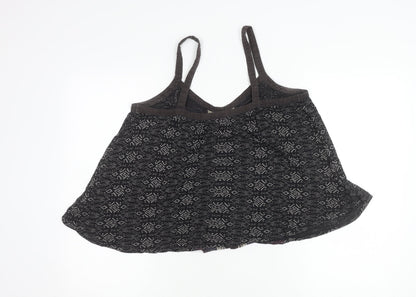 Ecole Womens Black M Geometric Button Camisole Tank Top Summer