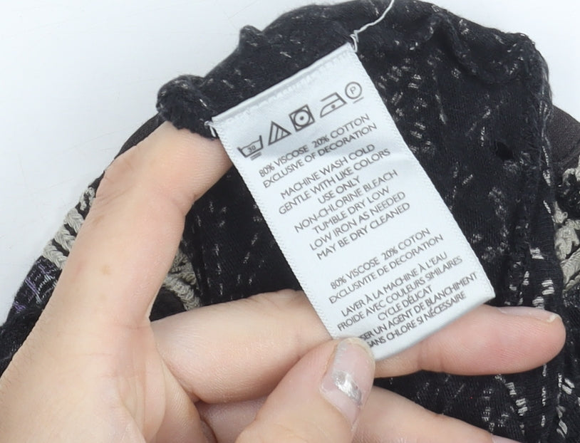 Ecole Womens Black M Geometric Button Camisole Tank Top Summer