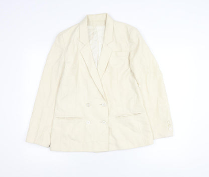 Women's Ivory Double-Breasted Suit Jacket Size 10 Viscose Blend