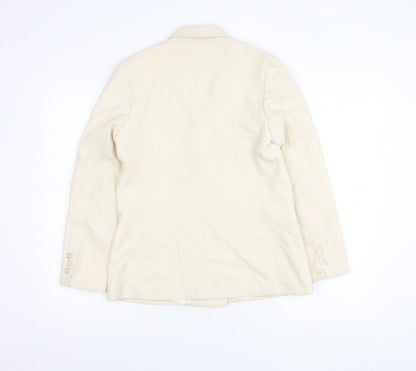 Women's Ivory Double-Breasted Suit Jacket Size 10 Viscose Blend