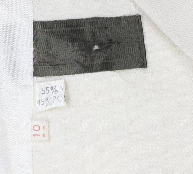Women's Ivory Double-Breasted Suit Jacket Size 10 Viscose Blend