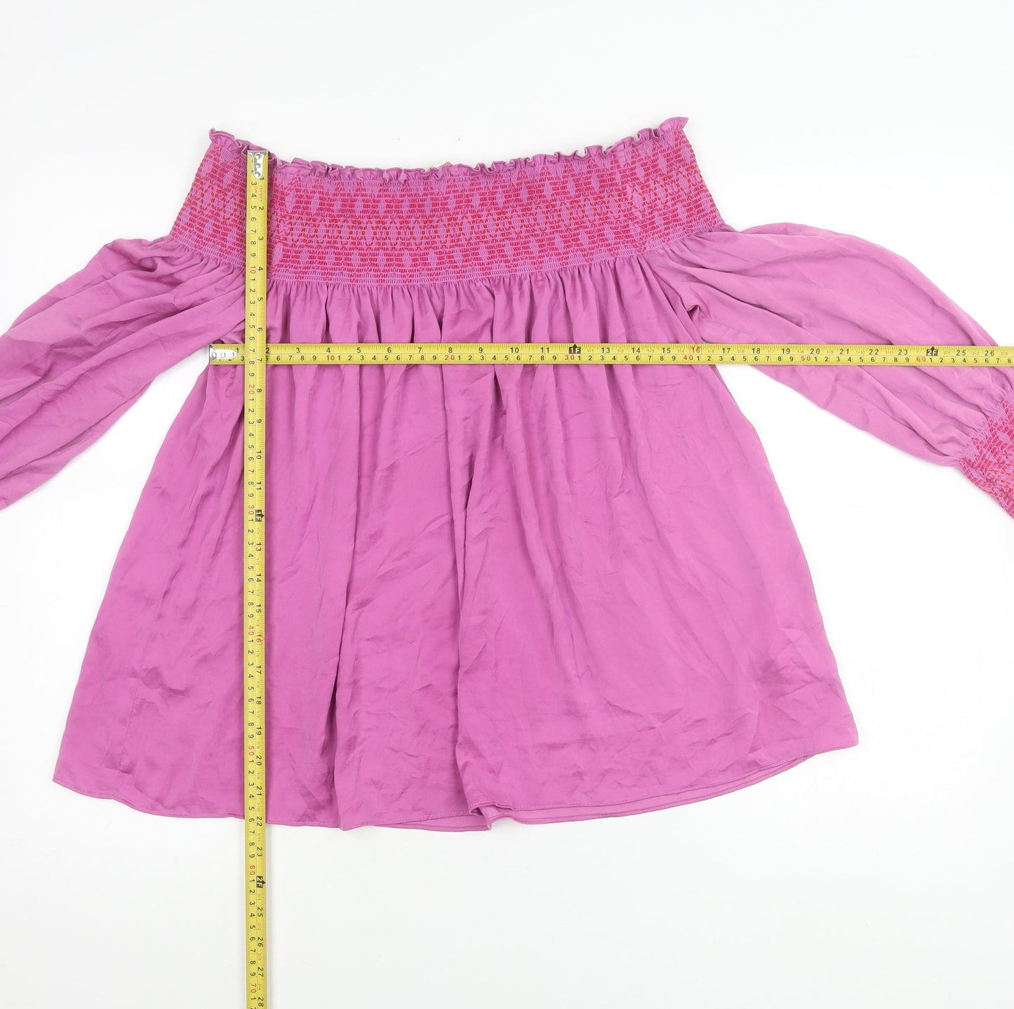 Maje Womens Pink Off Shoulder Long Sleeve Tunic Blouse Size 10