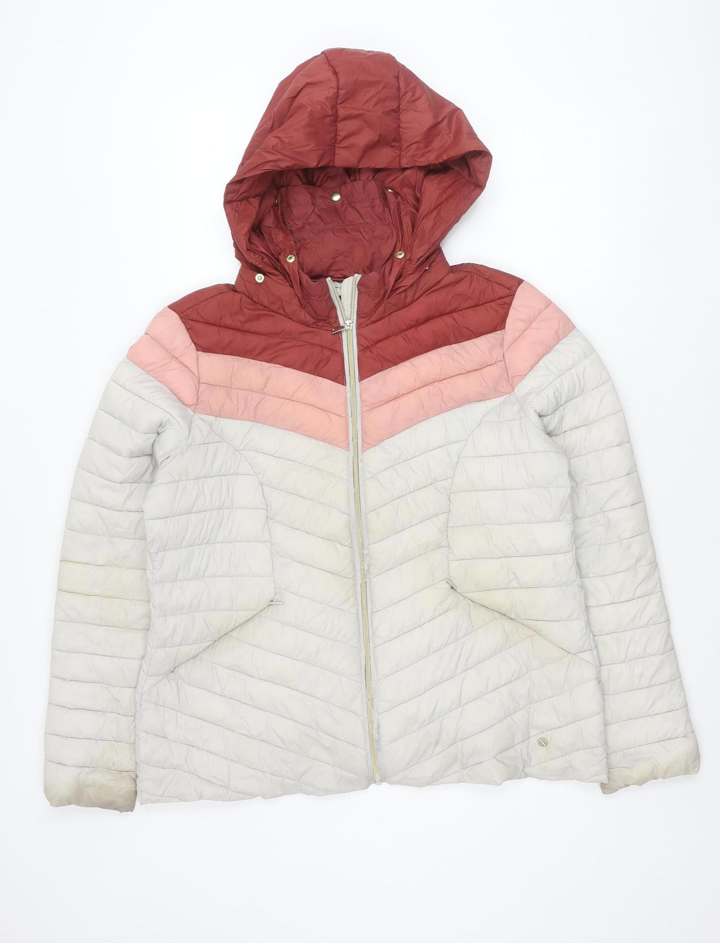 Next Womens Multicoloured Puffer Jacket Size 18 Hooded Quilted Winter Coat