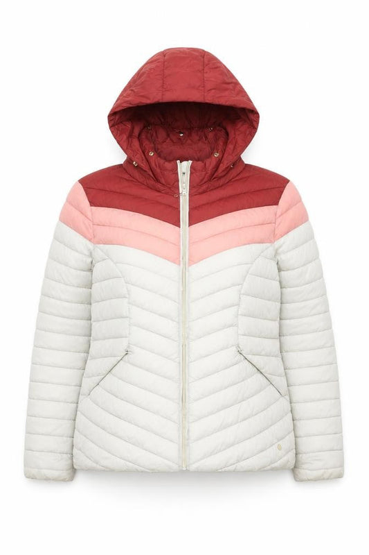 Next Womens Multicoloured Puffer Jacket Size 18 Hooded Quilted Winter Coat