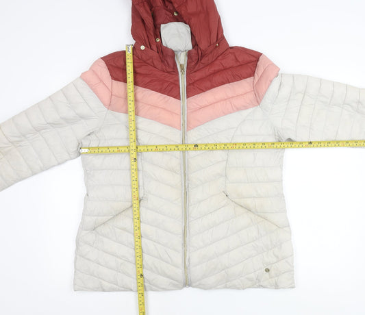 Next Womens Multicoloured Puffer Jacket Size 18 Hooded Quilted Winter Coat