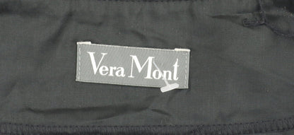 Vera Mont Women's Black Lace Blouse Size 14 Square Neck Puff Sleeve
