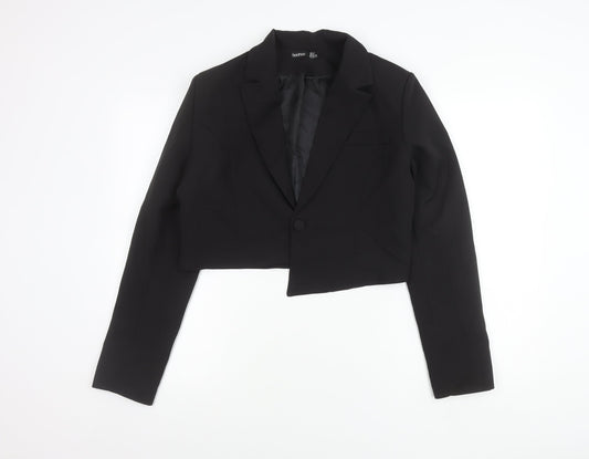 Boohoo Women's Black Cropped Suit Jacket UK 10 Notch Lapel