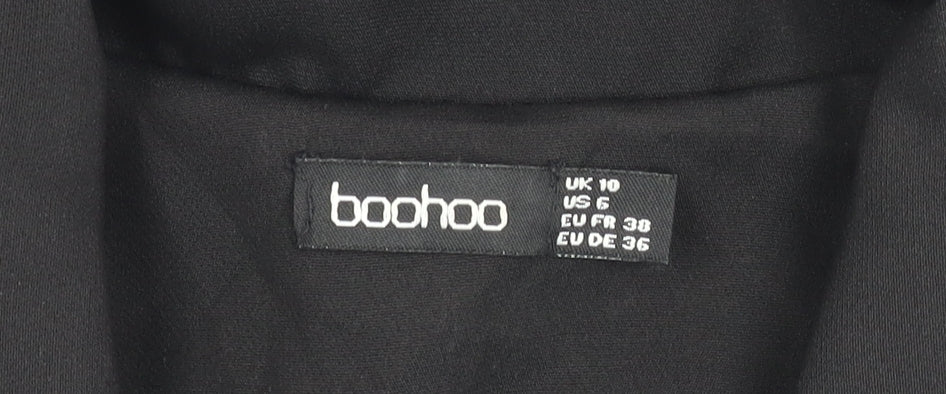 Boohoo Women's Black Cropped Suit Jacket UK 10 Notch Lapel