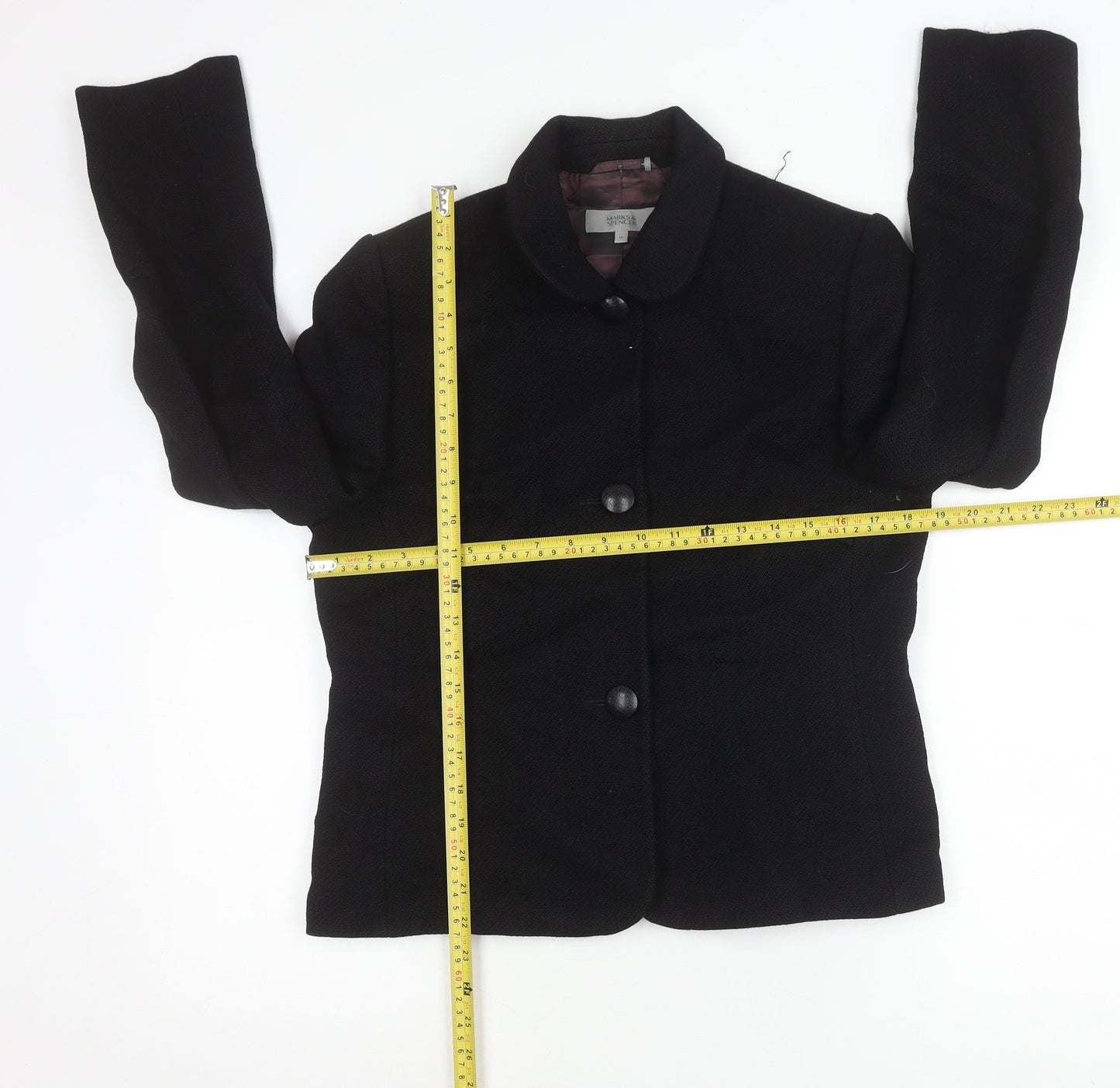 Marks and Spencer Womens Black Blazer Jacket Size 12 Formal Workwear