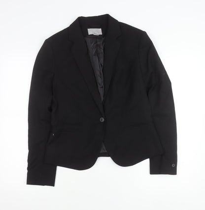 H&M Womens Black Slim Fit Blazer Jacket Size 14 Single Breasted