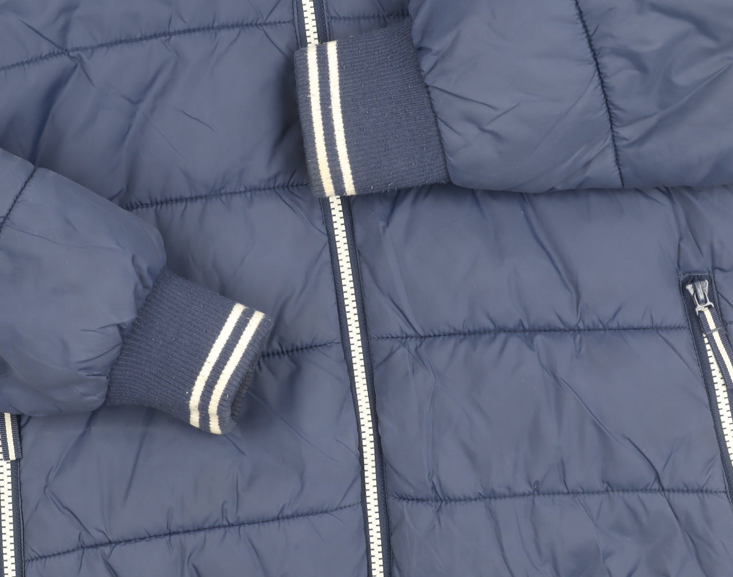 H&M Boys Blue Hooded Puffer Jacket 14 Years Quilted Winter Coat