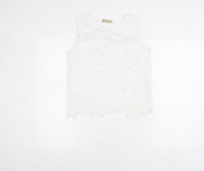 Cameo Rose Women’s White Lace Tank Top Size 8 Sleeveless Camisole
