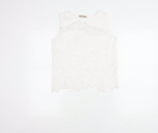 Cameo Rose Women’s White Lace Tank Top Size 8 Sleeveless Camisole