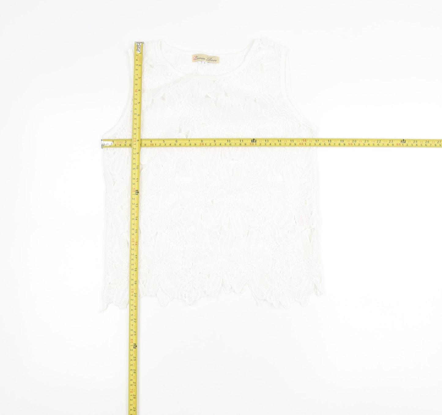 Cameo Rose Women’s White Lace Tank Top Size 8 Sleeveless Camisole