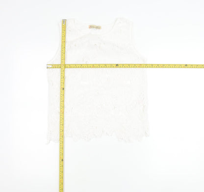 Cameo Rose Women’s White Lace Tank Top Size 8 Sleeveless Camisole