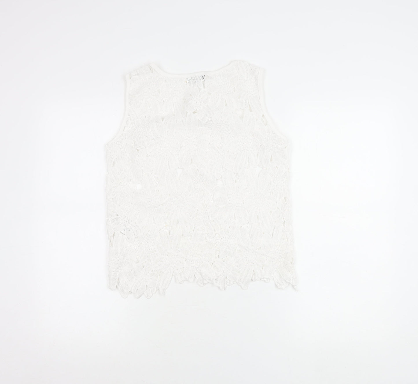 Cameo Rose Women’s White Lace Tank Top Size 8 Sleeveless Camisole
