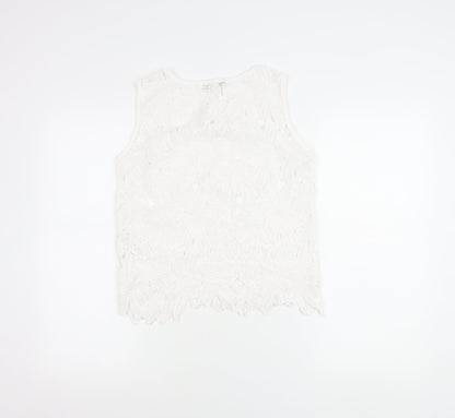 Cameo Rose Women’s White Lace Tank Top Size 8 Sleeveless Camisole