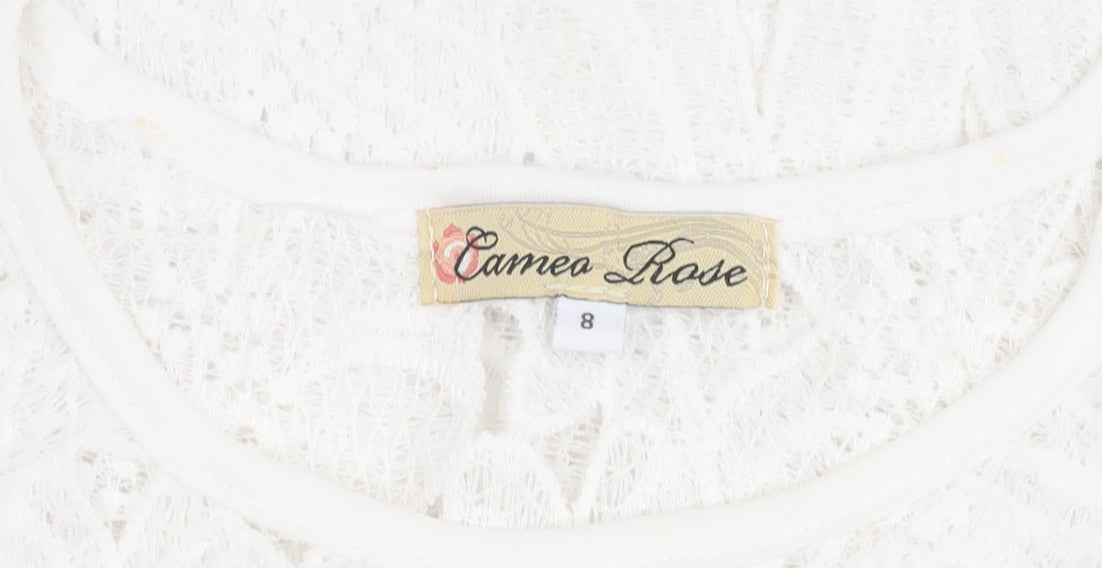 Cameo Rose Women’s White Lace Tank Top Size 8 Sleeveless Camisole