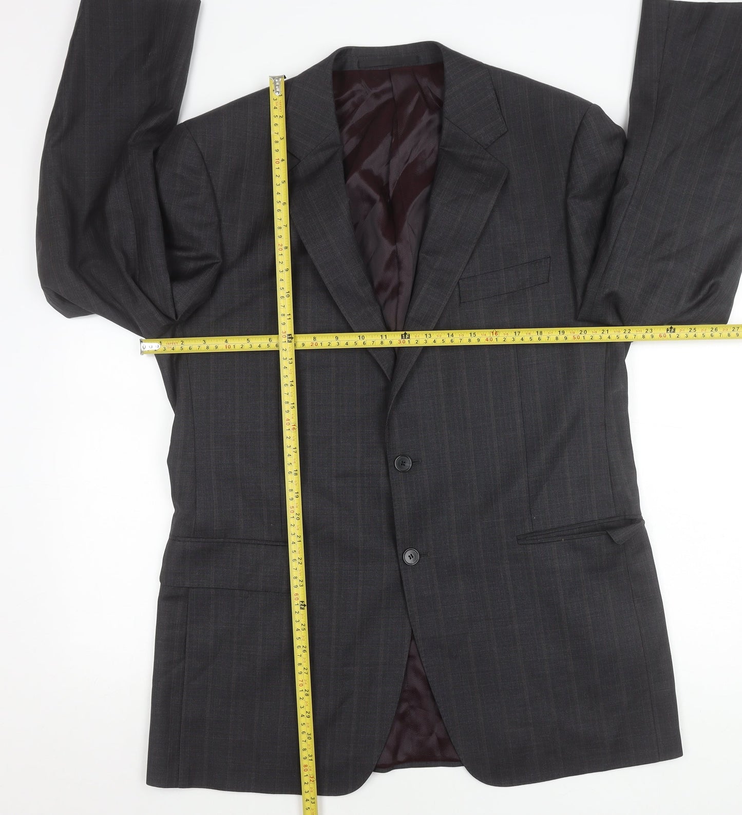 Marks and Spencer Men's Grey 42L Wool Pinstripe Suit Jacket