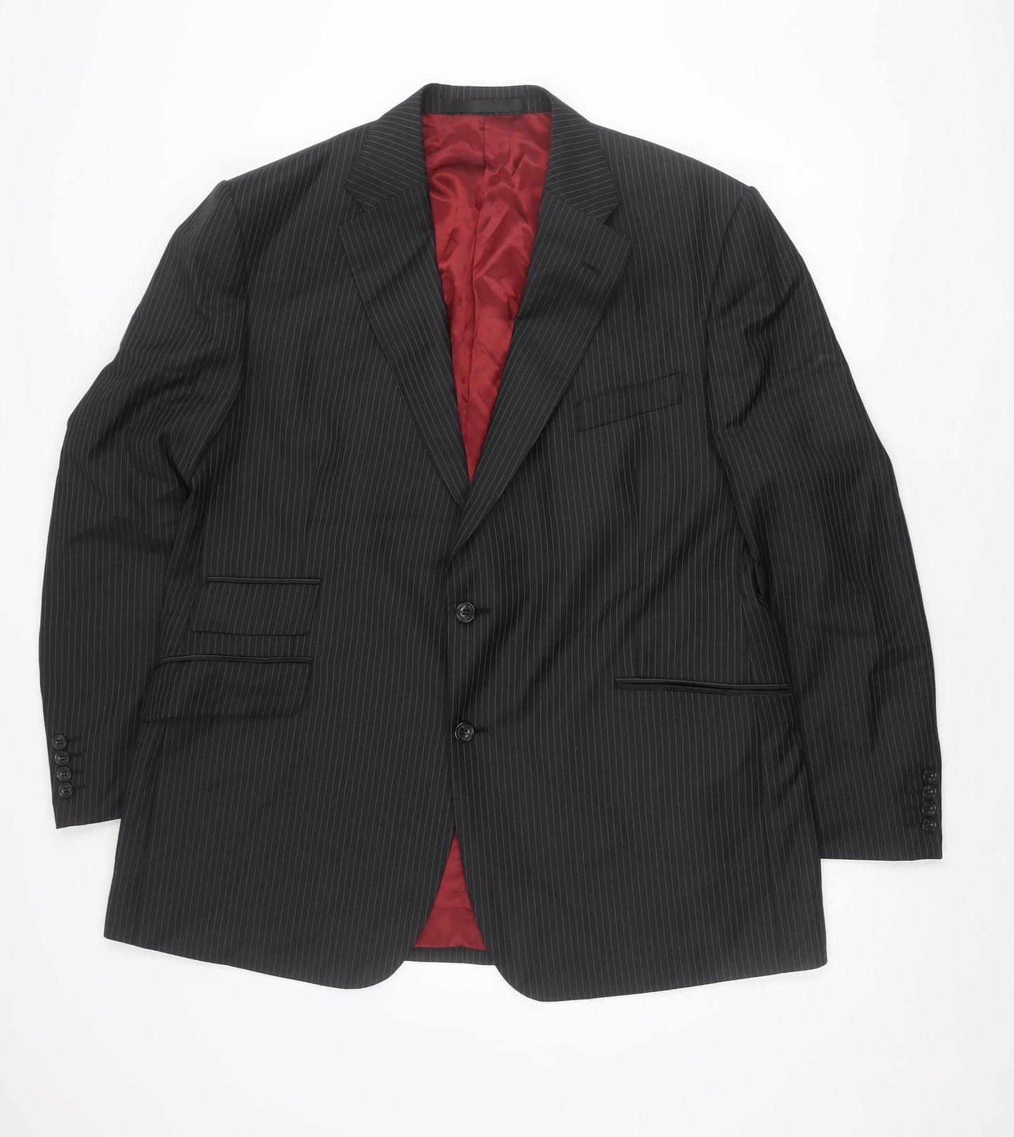 Marks and Spencer Men’s Grey Pinstripe Wool Blend Suit Jacket 46in
