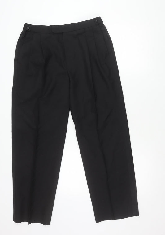 Marks and Spencer Men’s Black Wool Blend Pleated Dress Trousers 34W 29L
