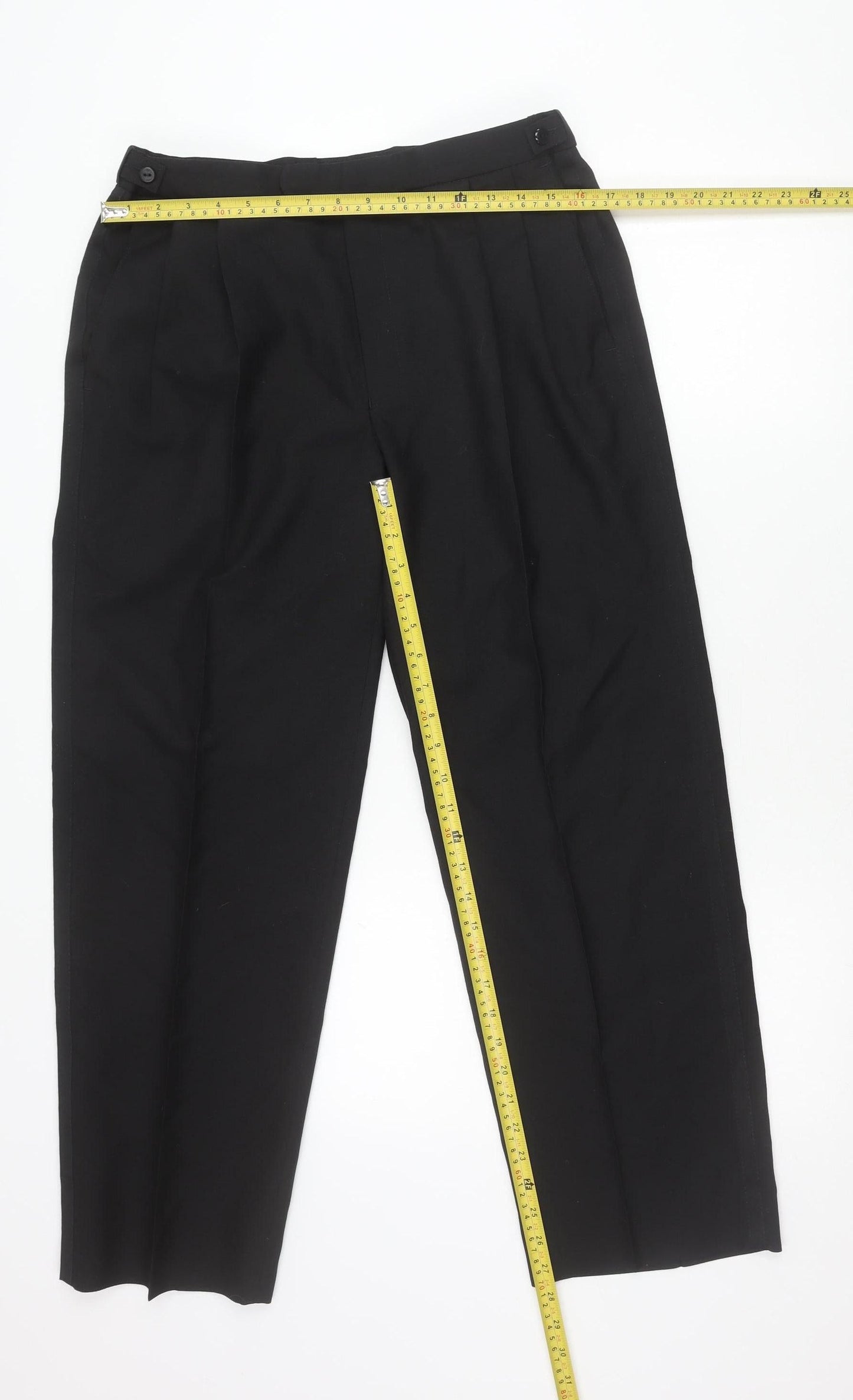 Marks and Spencer Men’s Black Wool Blend Pleated Dress Trousers 34W 29L