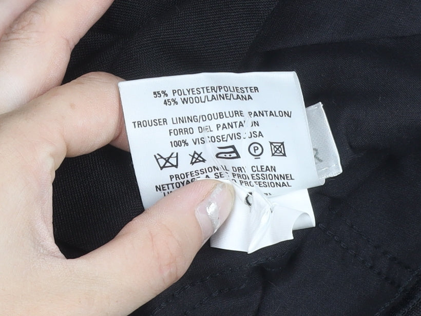 Marks and Spencer Men’s Black Wool Blend Pleated Dress Trousers 34W 29L