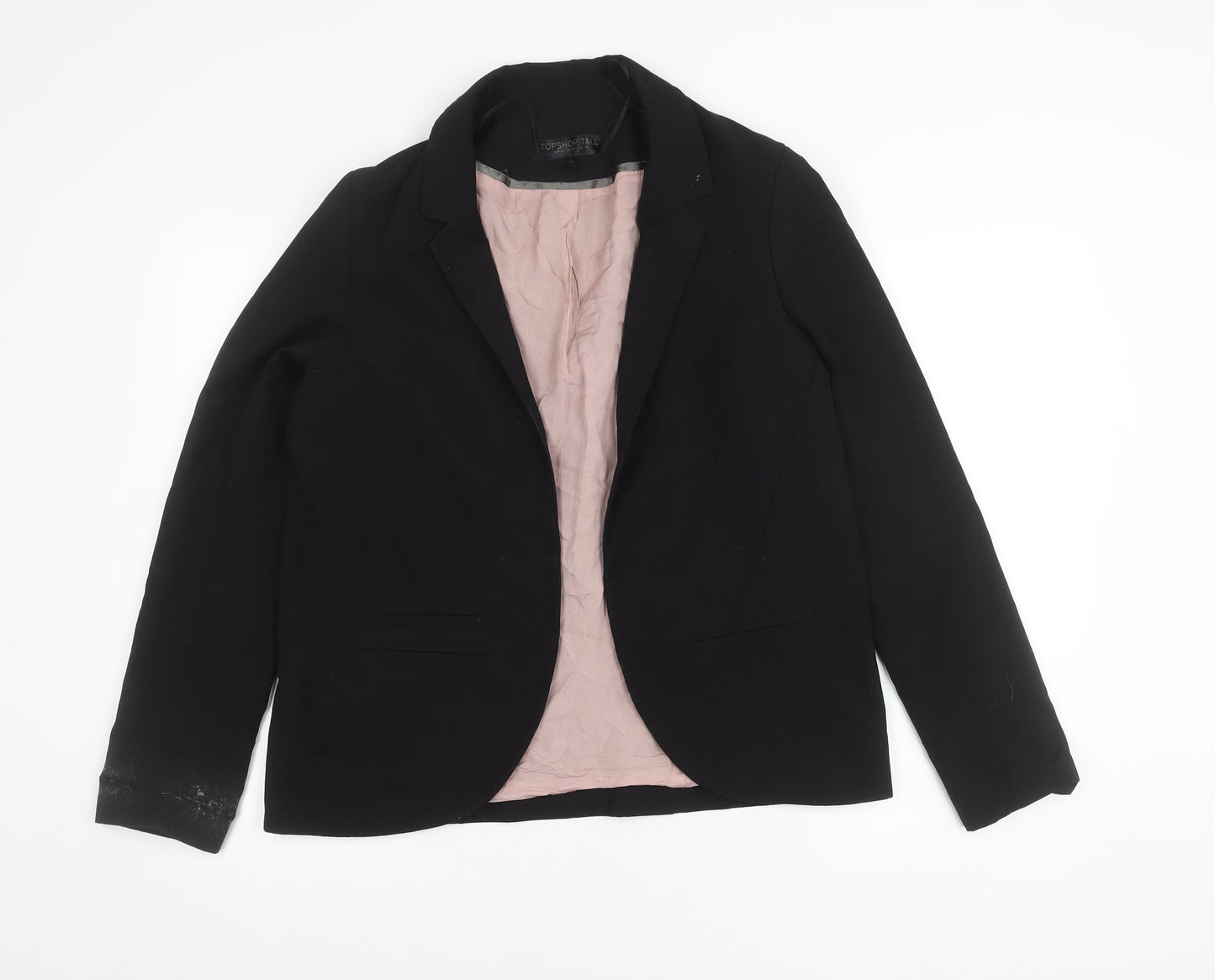 Topshop Women Black Tall Size 14 Blazer Jacket Notch Lapel Workwear