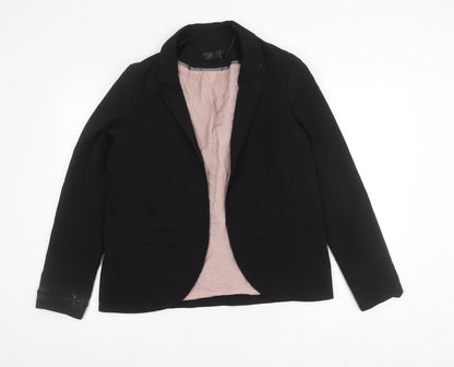 Topshop Women Black Tall Size 14 Blazer Jacket Notch Lapel Workwear