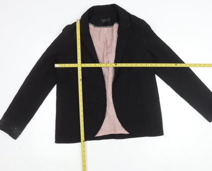 Topshop Women Black Tall Size 14 Blazer Jacket Notch Lapel Workwear