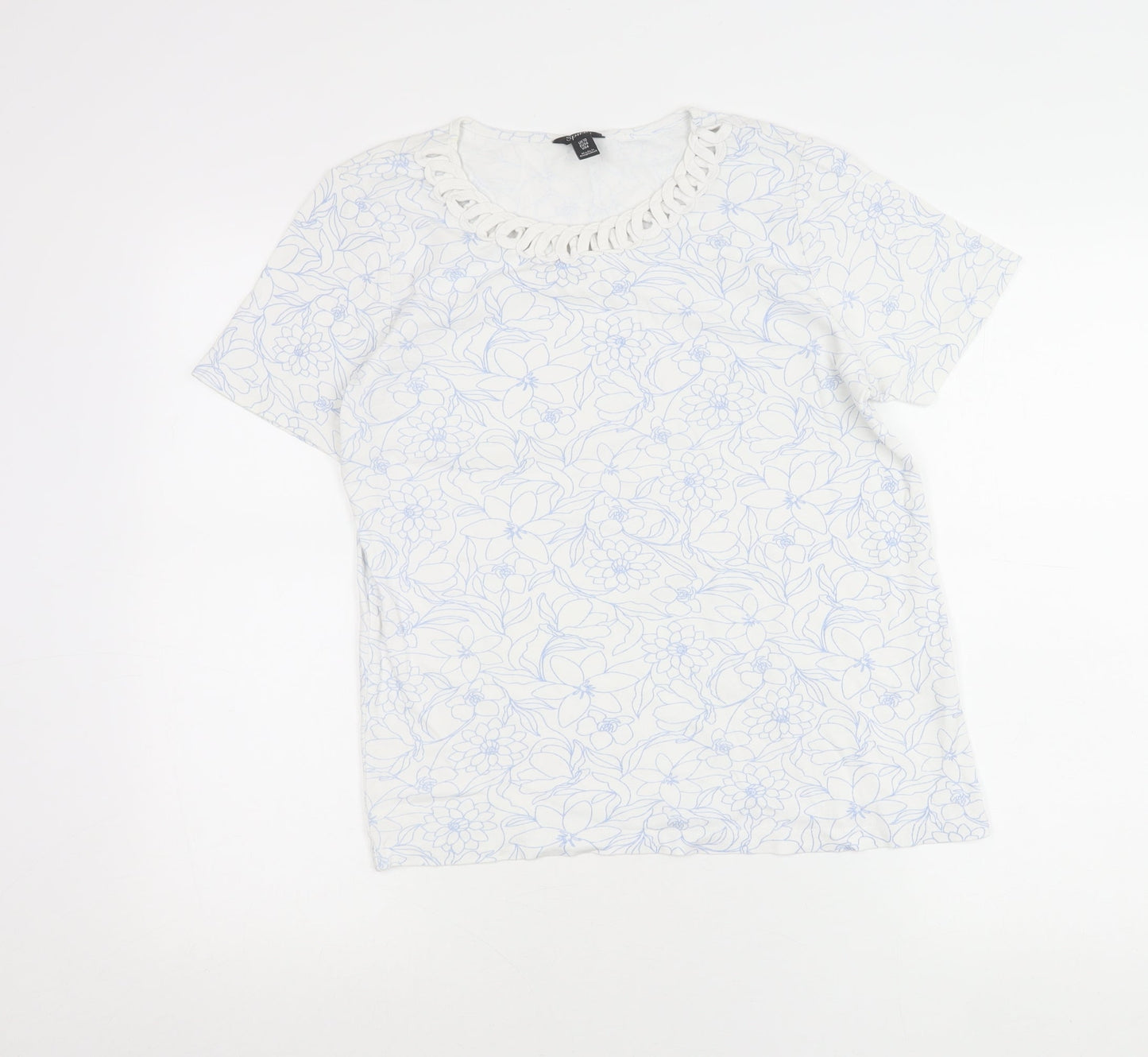 Womens UK Size 10 Spirit Ivory Basic T-Shirt