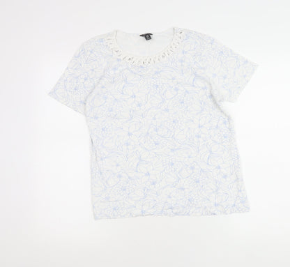 Womens UK Size 10 Spirit Ivory Basic T-Shirt