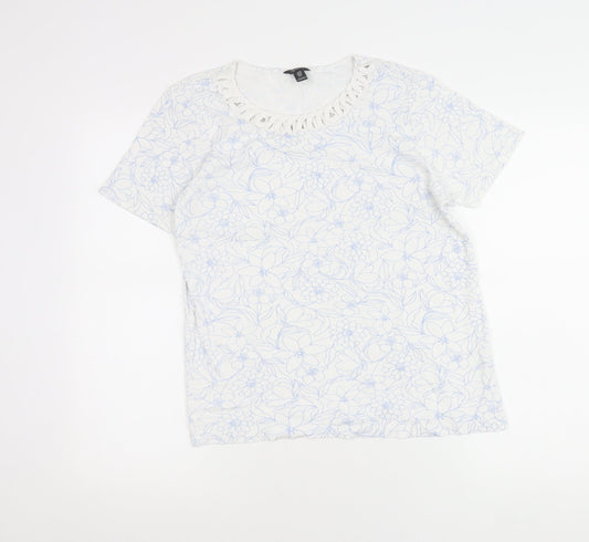 Womens UK Size 10 Spirit Ivory Basic T-Shirt