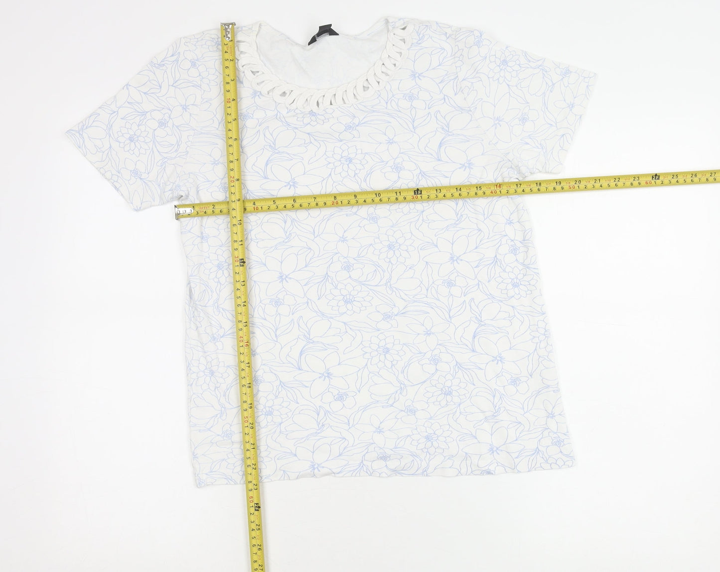 Womens UK Size 10 Spirit Ivory Basic T-Shirt