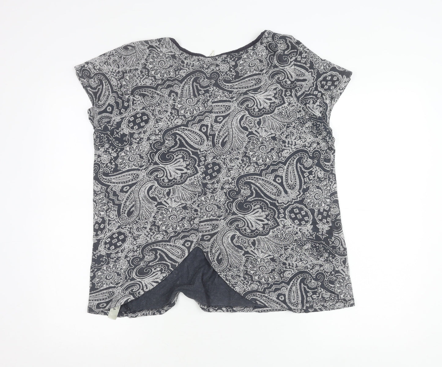 FatFace Womens Blue Paisley Cotton T-Shirt Size 14 Scoop Neck