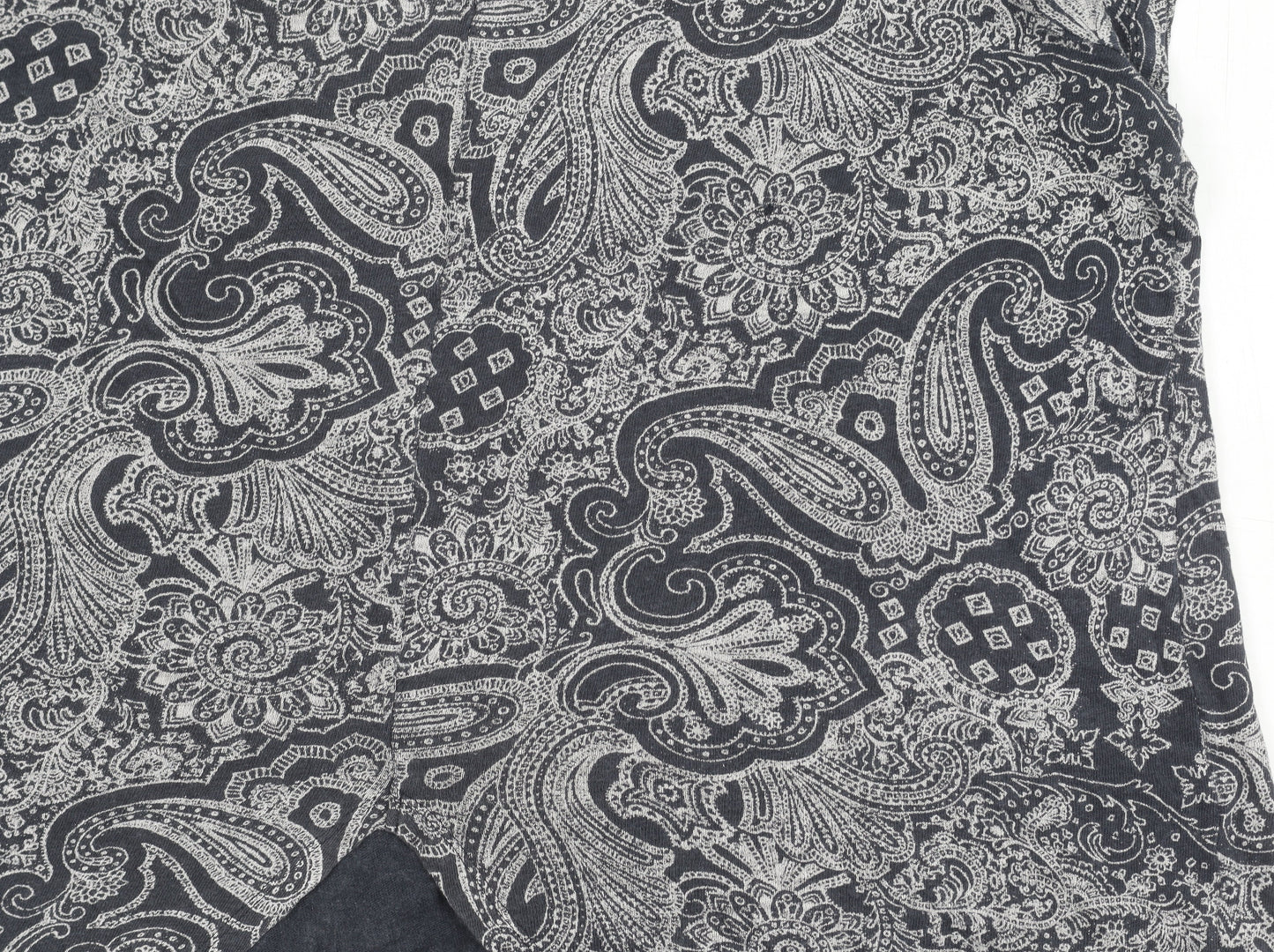 FatFace Womens Blue Paisley Cotton T-Shirt Size 14 Scoop Neck