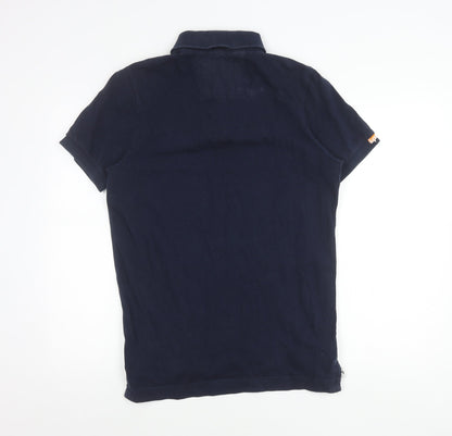 Superdry Men’s Blue Polo Shirt Size L Cotton Short Sleeve