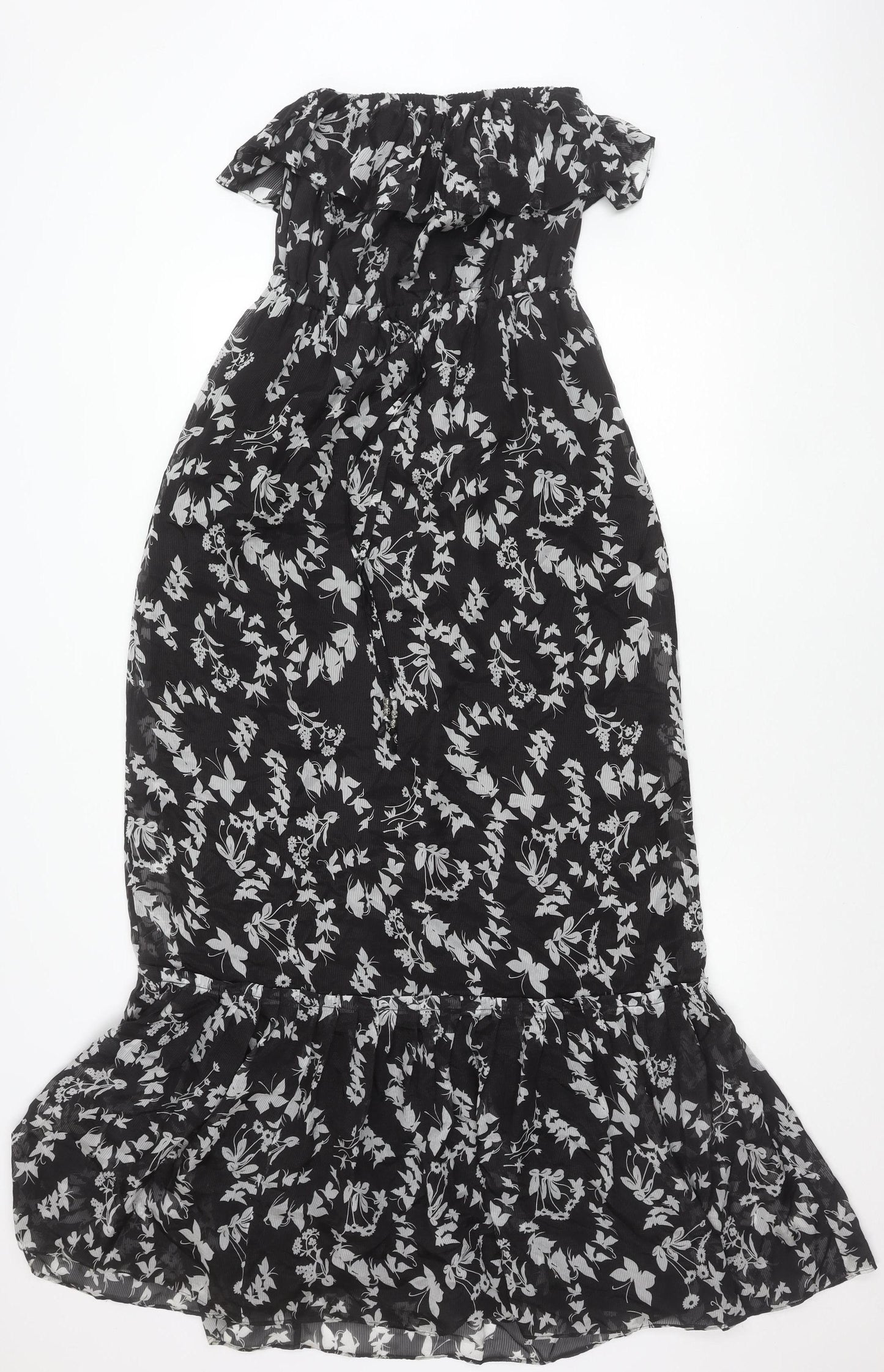 Monsoon Women’s Black Floral Silk One Shoulder Knee Length Dress Size 10