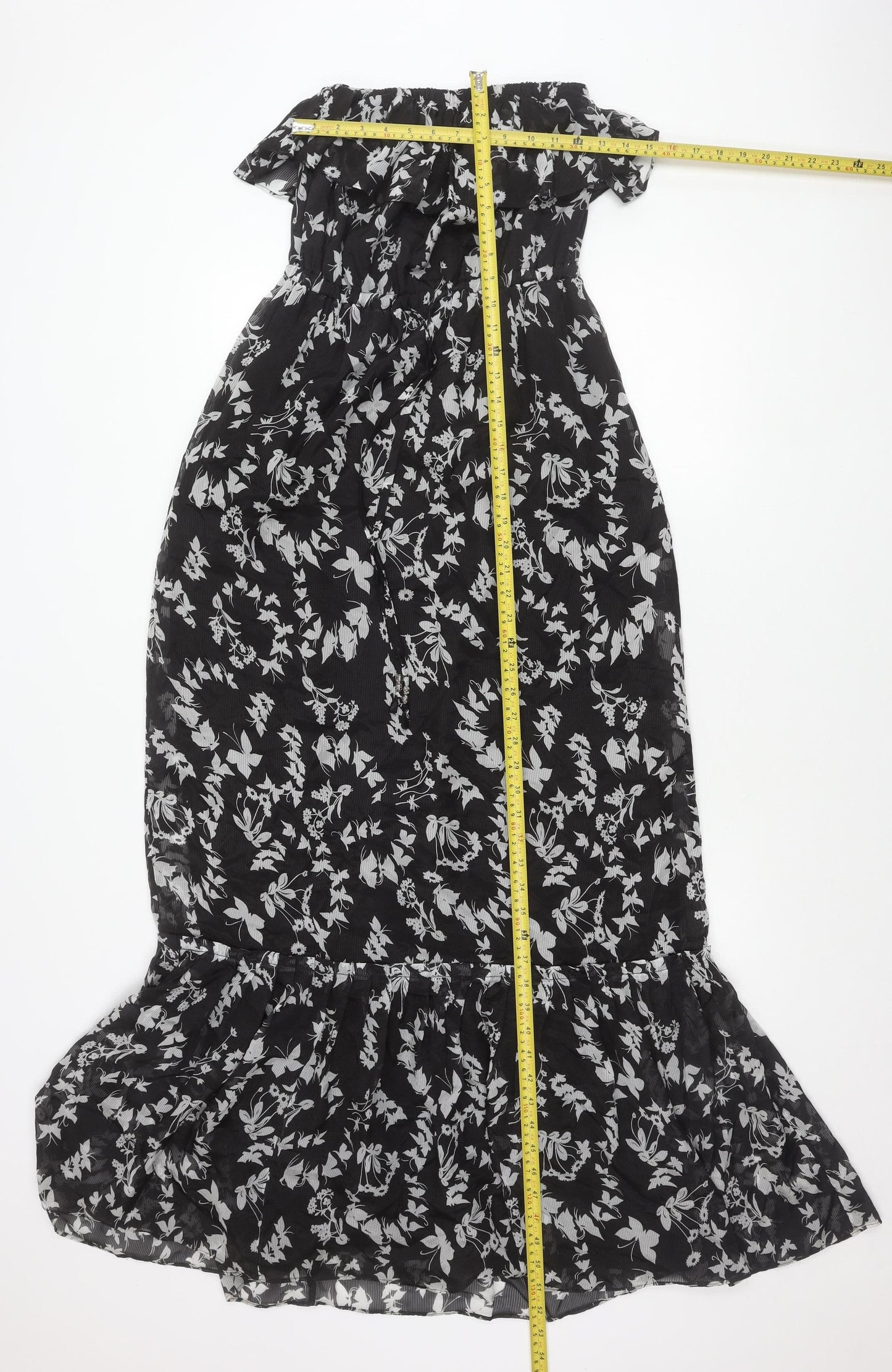 Monsoon Women’s Black Floral Silk One Shoulder Knee Length Dress Size 10