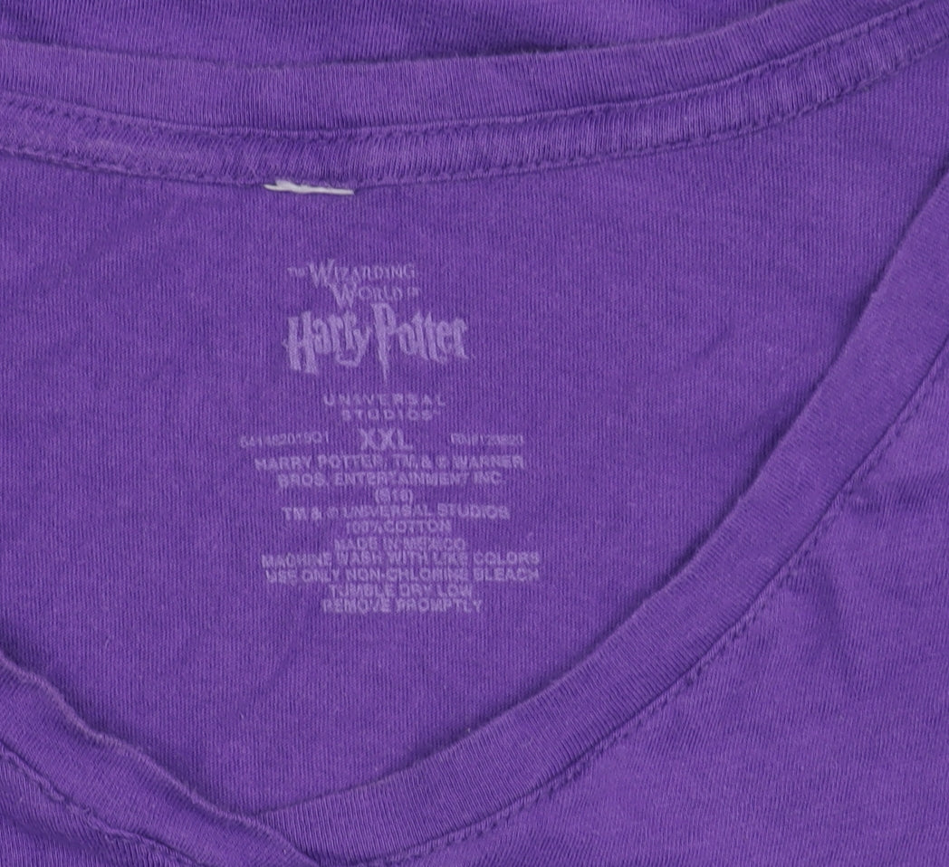 Womens UK Size 2XL Harry Potter Purple Basic T-Shirt