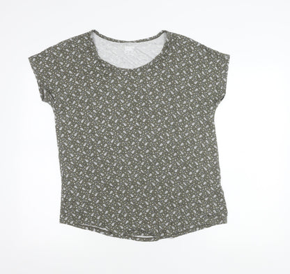 Lands' End Womens Green Paisley Scoop Neck T-Shirt Size M