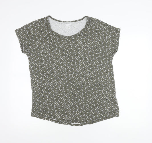 Lands' End Womens Green Paisley Scoop Neck T-Shirt Size M