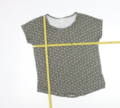 Lands' End Womens Green Paisley Scoop Neck T-Shirt Size M