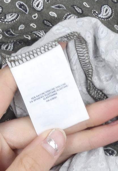 Lands' End Womens Green Paisley Scoop Neck T-Shirt Size M