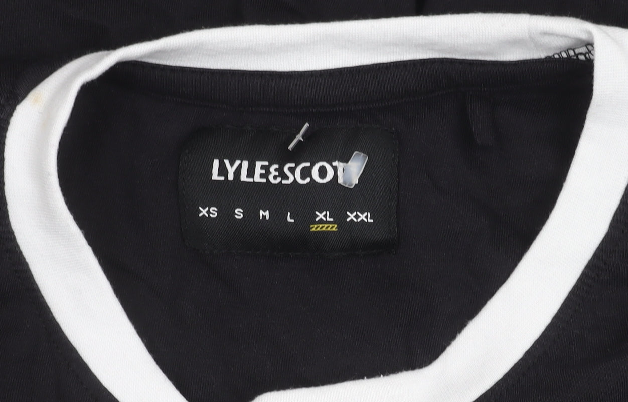 Lyle & Scott Men's Black Crew Neck Logo T-Shirt Size M