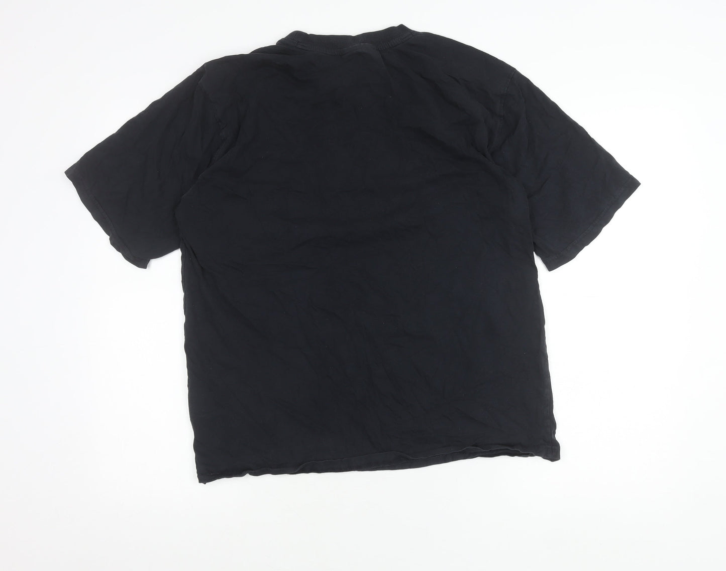 FILA Womens Black Floral Logo T-Shirt Size M Short Sleeve Cotton